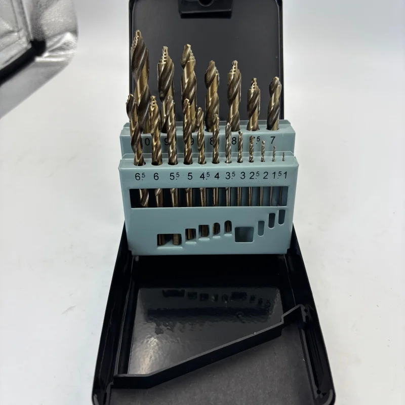 19本組-1‑10mm-チタン製ツイストドリルビットセット、フラットシャンクドリルビット、収納ボックス付き、木材、金属、アクリル用