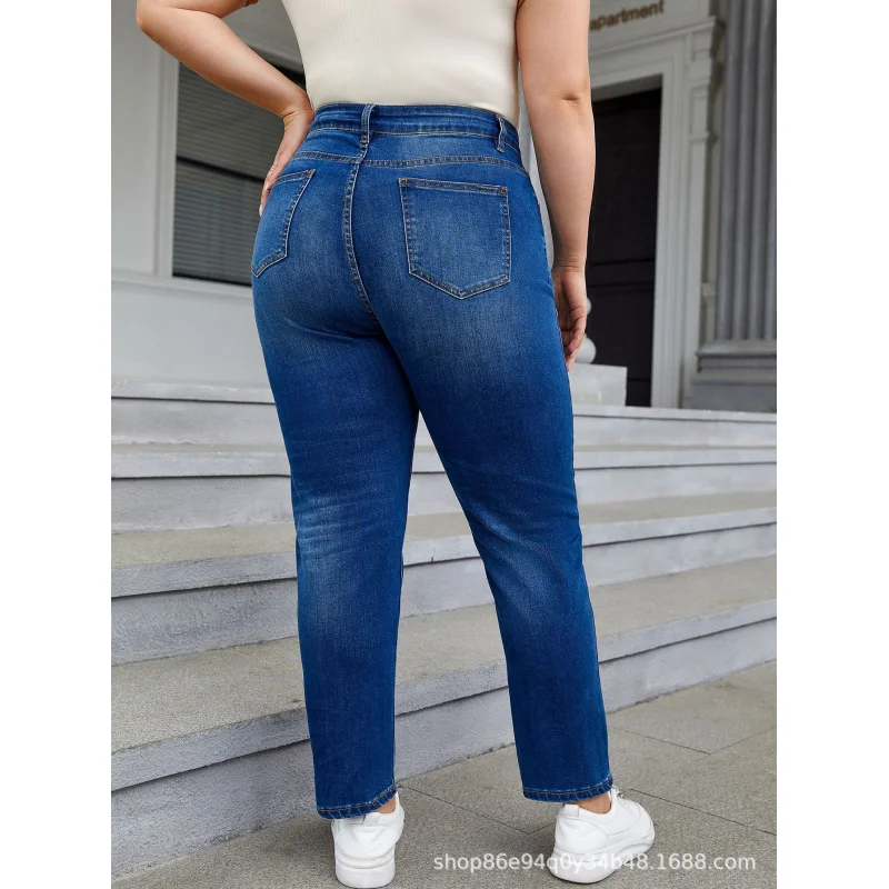 Grensoverschrijdende Europese En Amerikaanse Plus Size Denim Harembroek Fatmmslim Stretch Taps Toelopende Pantstemuamazonsheinspot Goederen