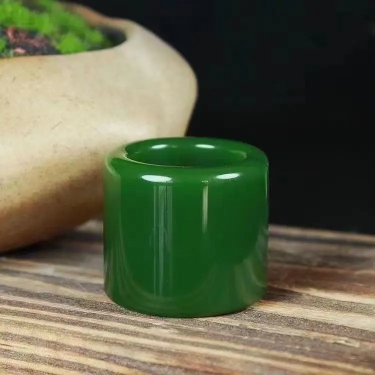 

Outer Mongolia imitation jasper finger wrench jade men's jade dark green men's versatile models