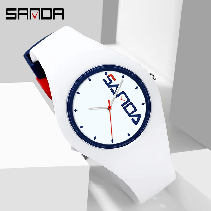 SANDA Casual Fashion Quartz Women Watch Trend Women Silicone Watch Waterproof 2023 New Womens Watches Gift Reloj Mujer 6076