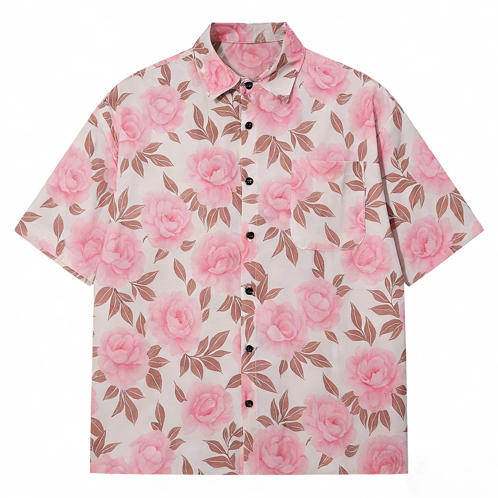

Hawaiian Shirt Short Sleeve Fashion Print Shirts Y2k Men's Clothing Man Designer Clothes Casual 2026 Summer Beach Oversized Tops