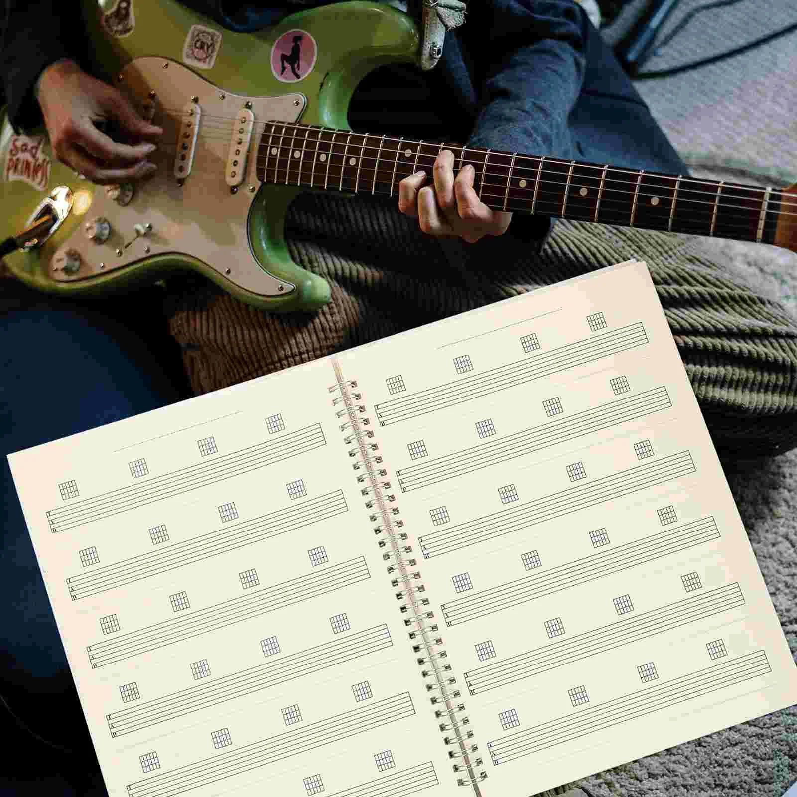 Guitar Tab Note Notebook Work Notebooks for Portable Music Double Offset Paper Coil Six-line