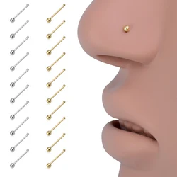 5-10PCS Hypoallergenic Silver plated Nose Piercing Set Straight Bar Nose Studs for Women  Men Easy to Use Nose Ring Body Jewelry