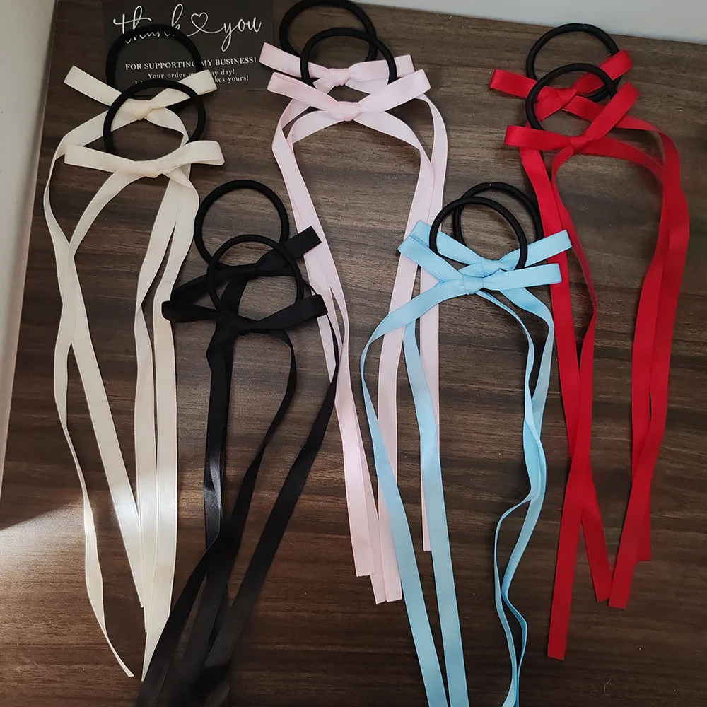 2PC Fashion Removabl Multiuse Ribbon Bow High Elasticity Hair Ties for Women Girls Ponytail Holder Hair Rope Accessories Gift