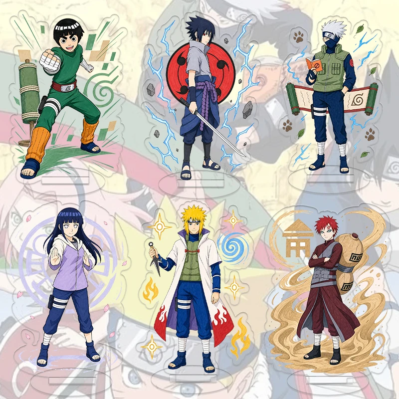 Support en acrylique Naruto Rock Lee Sasuke Uchiha Kakashi Hatake Hinata Hyuga Minato Namikaze Gaara figurine d'anime, support de bureau, décoration
