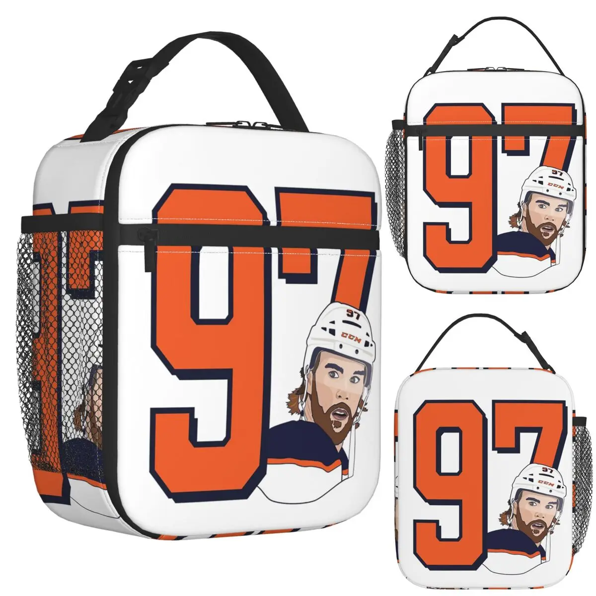 

Connor McDavid 97 для фанатов Edmonton Oilers, изолированная сумка для обеда для школы, пикника, коробки для хранения еды, холодильник, термосумка для ланч-боксов