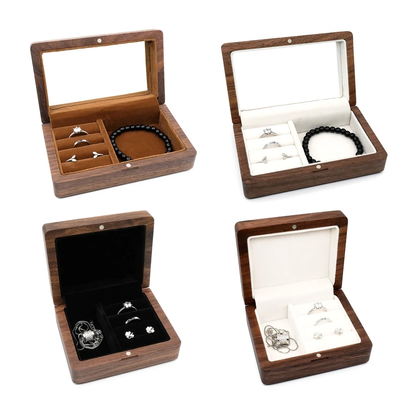 

Wooden Jewelry Boxes Small for Case with Flannel Lining Men's Gif N2UE