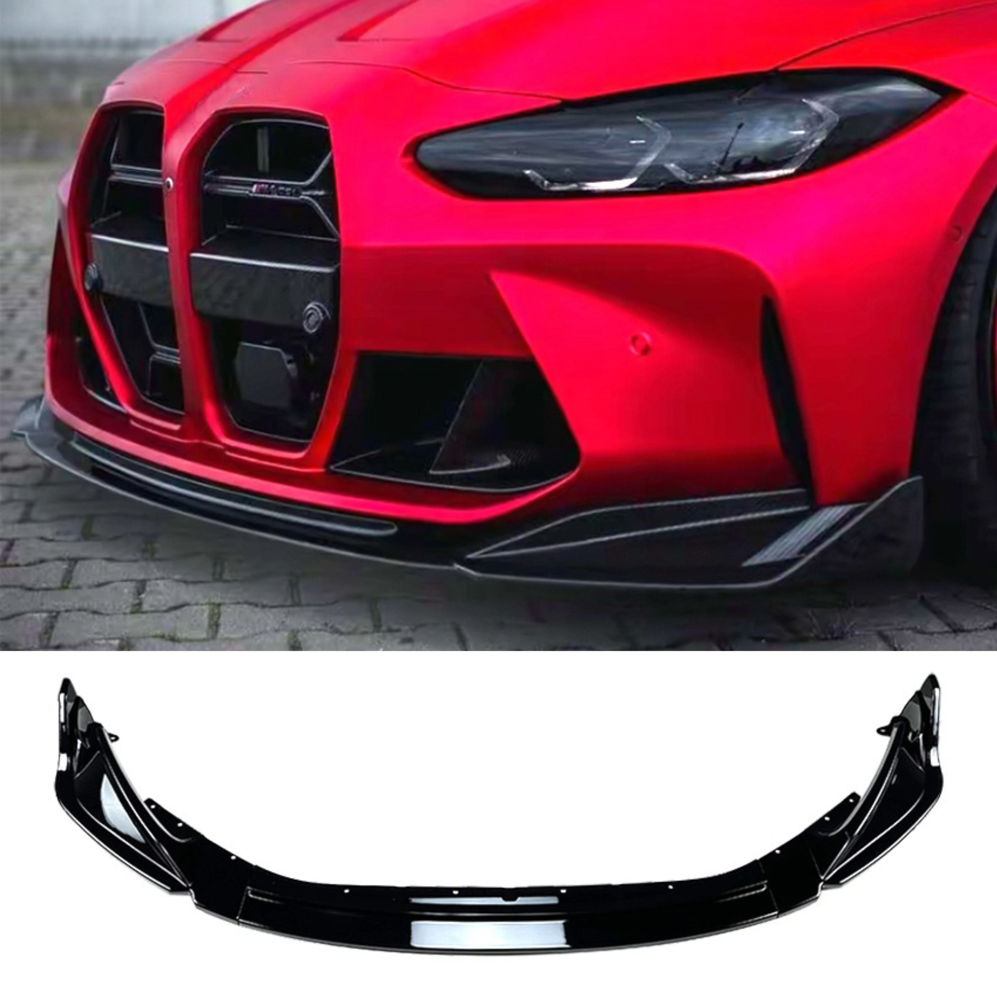 

3PCS Car Front Bumper Lip For BMW M3 G80 M4 G82 2021-2023 Splitter Diffuser Body Kits Spoiler Accessories Carbon Fiber Style