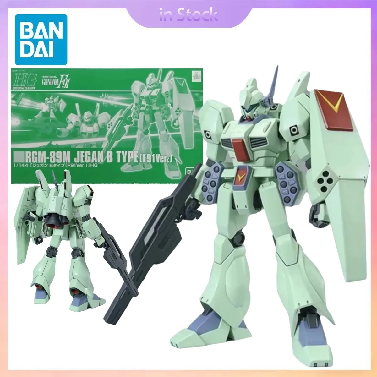 Original Bandai Genuine In Stock HG 1/144 RGM-89M Jegan B Type F91 Ver Gundam Anime Collection Action Figure Model Kits Gifts