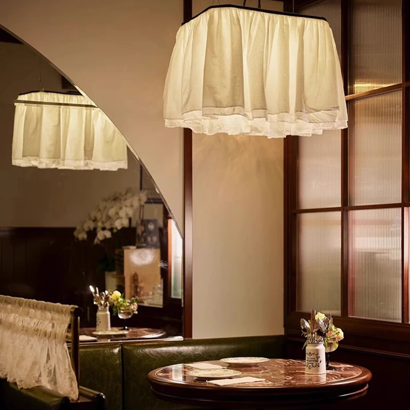 

Minimalism Wabi Sabi White Fabric Pendant Lamp Living Dining Bedroom B&B Home Decor LED Cloth Droplight Indoor Lighting Fixtures