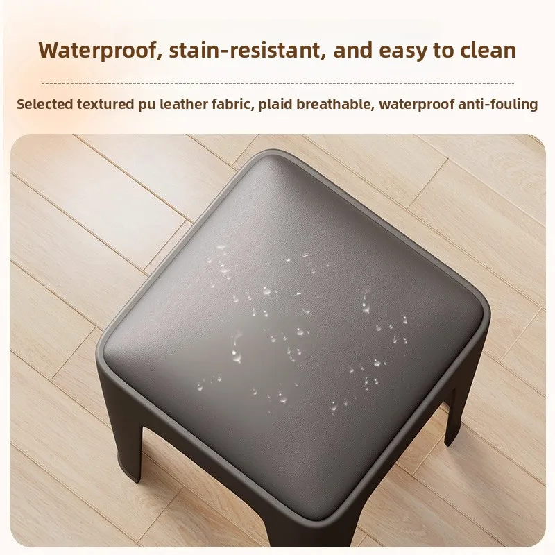 Bangku plastik rumah tangga yang dipertebal, dapat ditumpuk, bergaya Nordik, kreatif, dengan dudukan empuk, bangku modern sederhana untuk ruang tamu, meja makan, kursi tinggi.