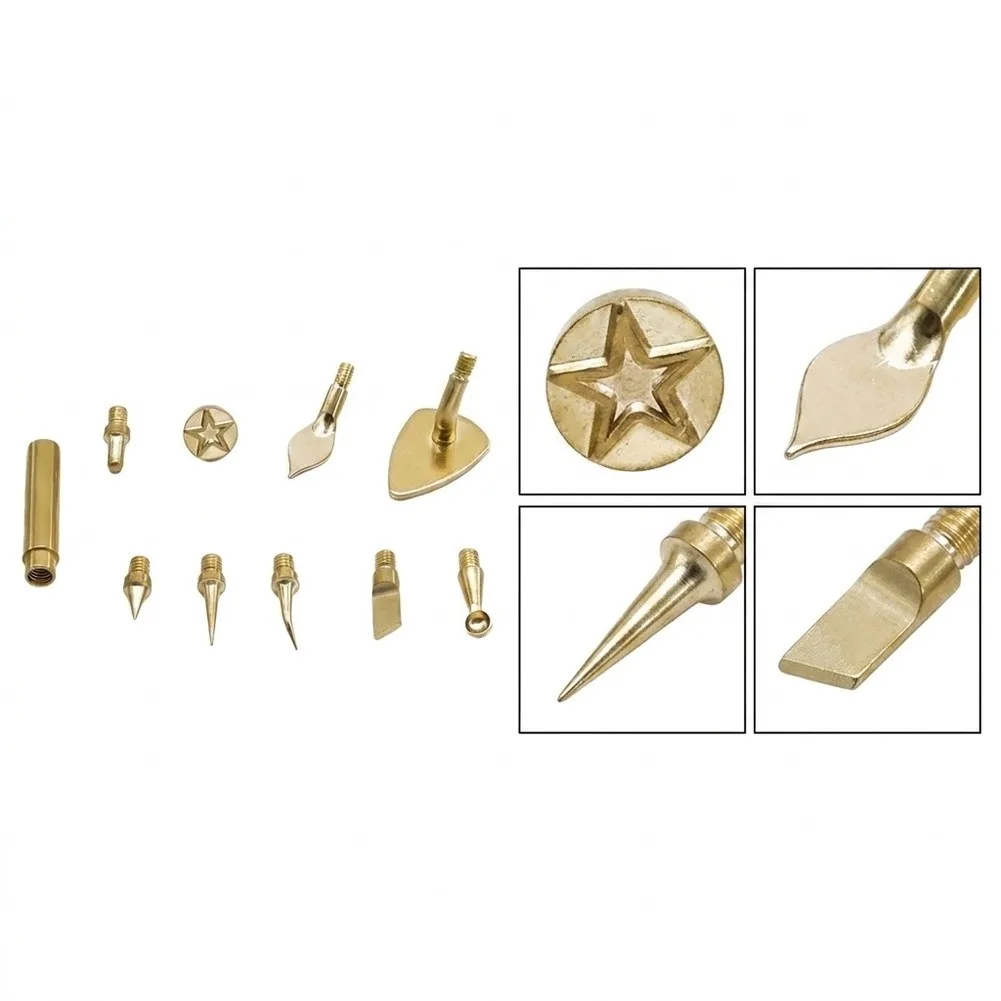 Pyrography Head Kit Pro-Woodburning Tool Set With Brass High-Precision Tips For Artistry Detail Work Welding Processing Tools