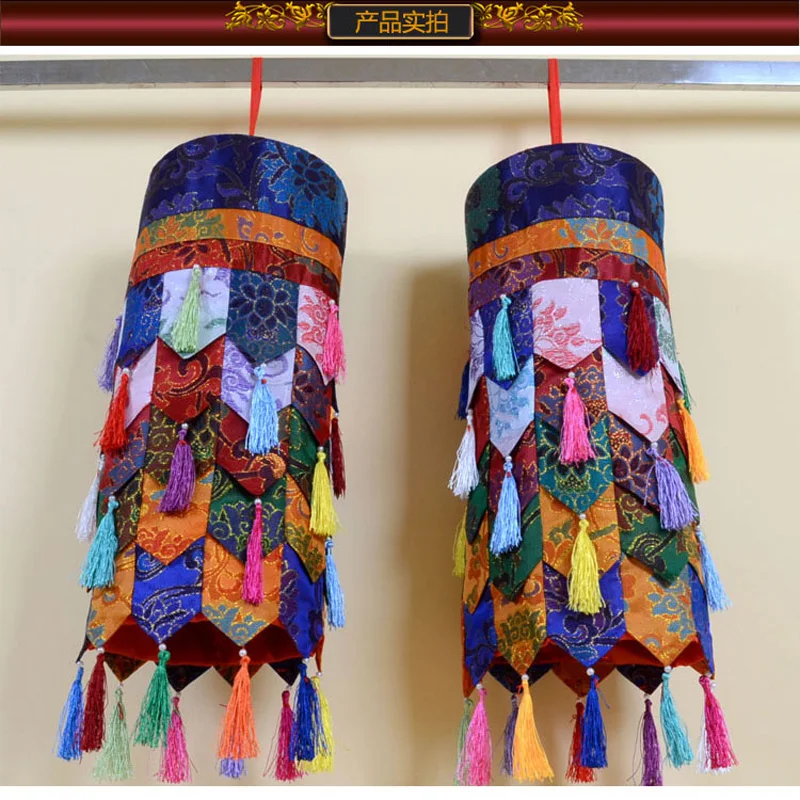 A pair 2P Wholesale Buddhist supply Buddhism HOME Sutra Hall Temple decorative Auspicious Embroidery Wall hang Victory Baochuang