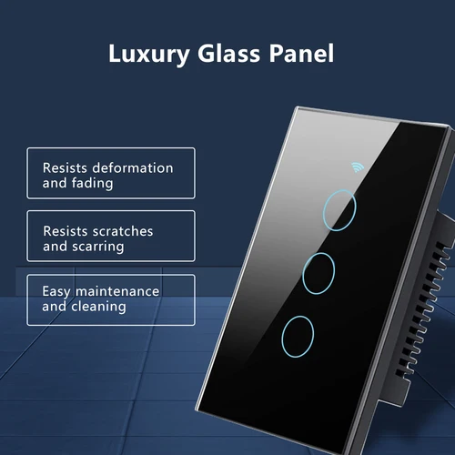 Imagen 2 del producto Tuya Smart Life-Interruptor de luz táctil con Wifi, interruptores de luz LED remotos inalámbricos, No requiere cable neutro, 1-4 entradas, Alexa y Google Home