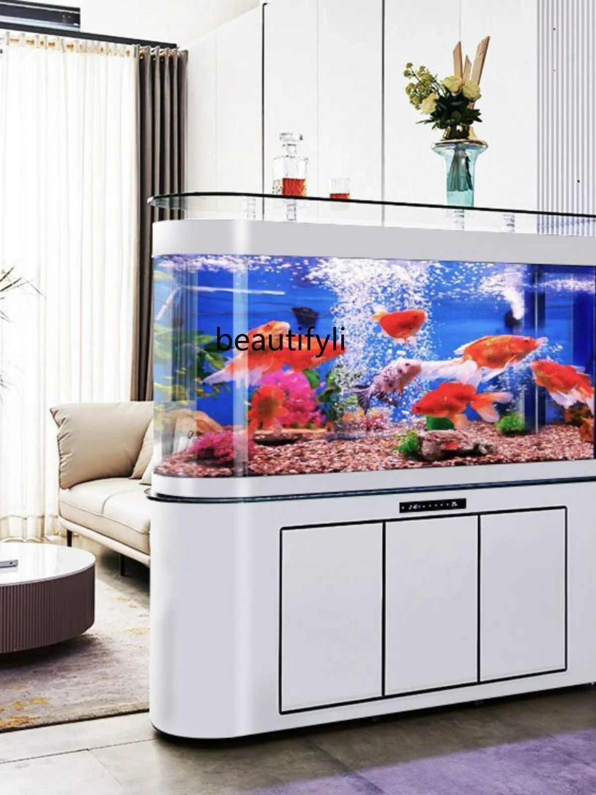 X Fish Tank Living Room Entrance Screen Medium and Large Glass Ecological Circulation Bottom Filter Aquarium Fish Globe