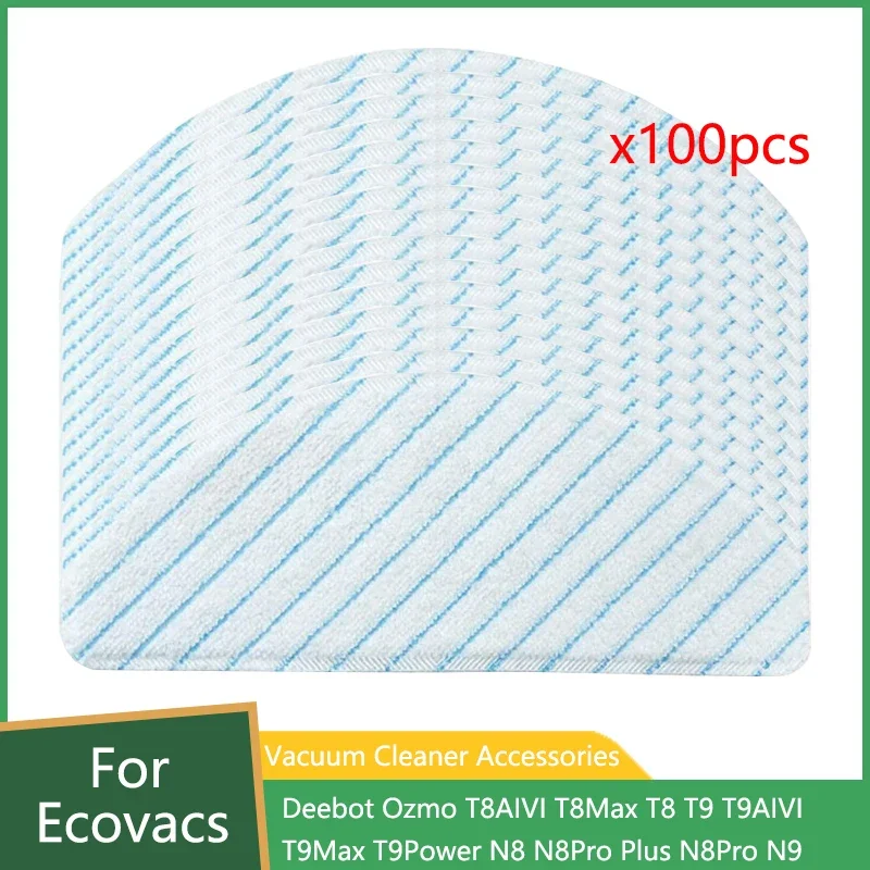 

100 Pack Disposable Mop Cloth For Ecovacs Deebot Ozmo T8 AIVI T8 Max T9 AIVI T9 Max N8 Pro N9 Robot Vacuum Cleaner Rags Pads