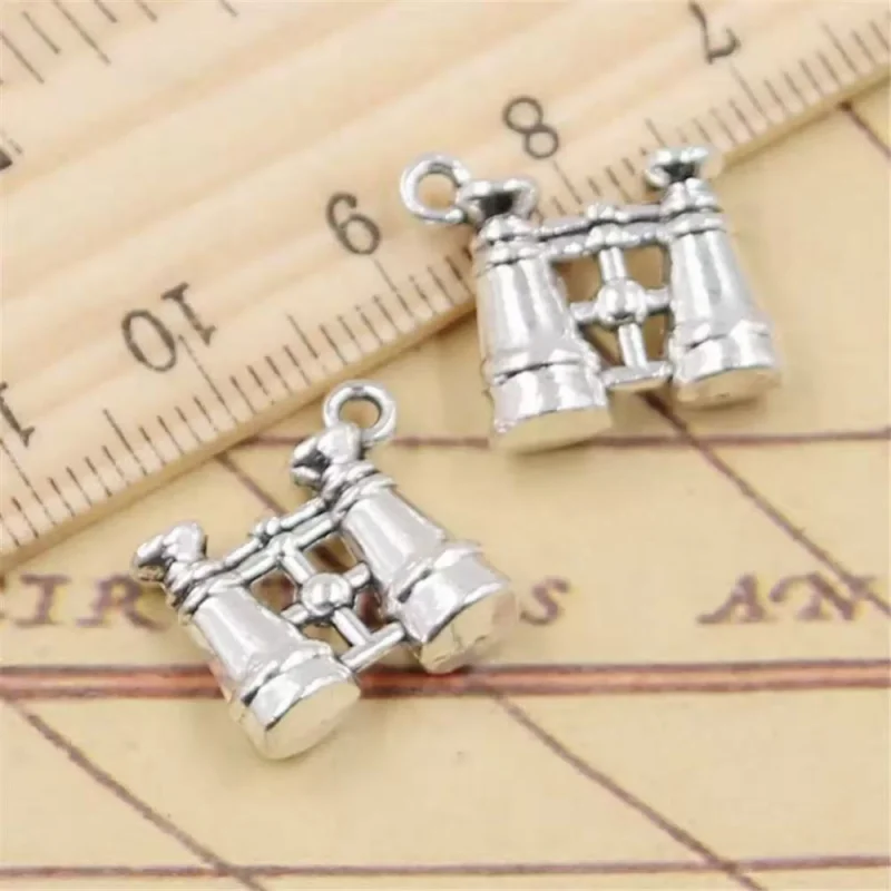 10pcs/Bulk Sale, Silver Color 3D BINOCULARS Charm Pendant, Telescope Charm, Silver Plated, Jewelry Supply, 15*16mm