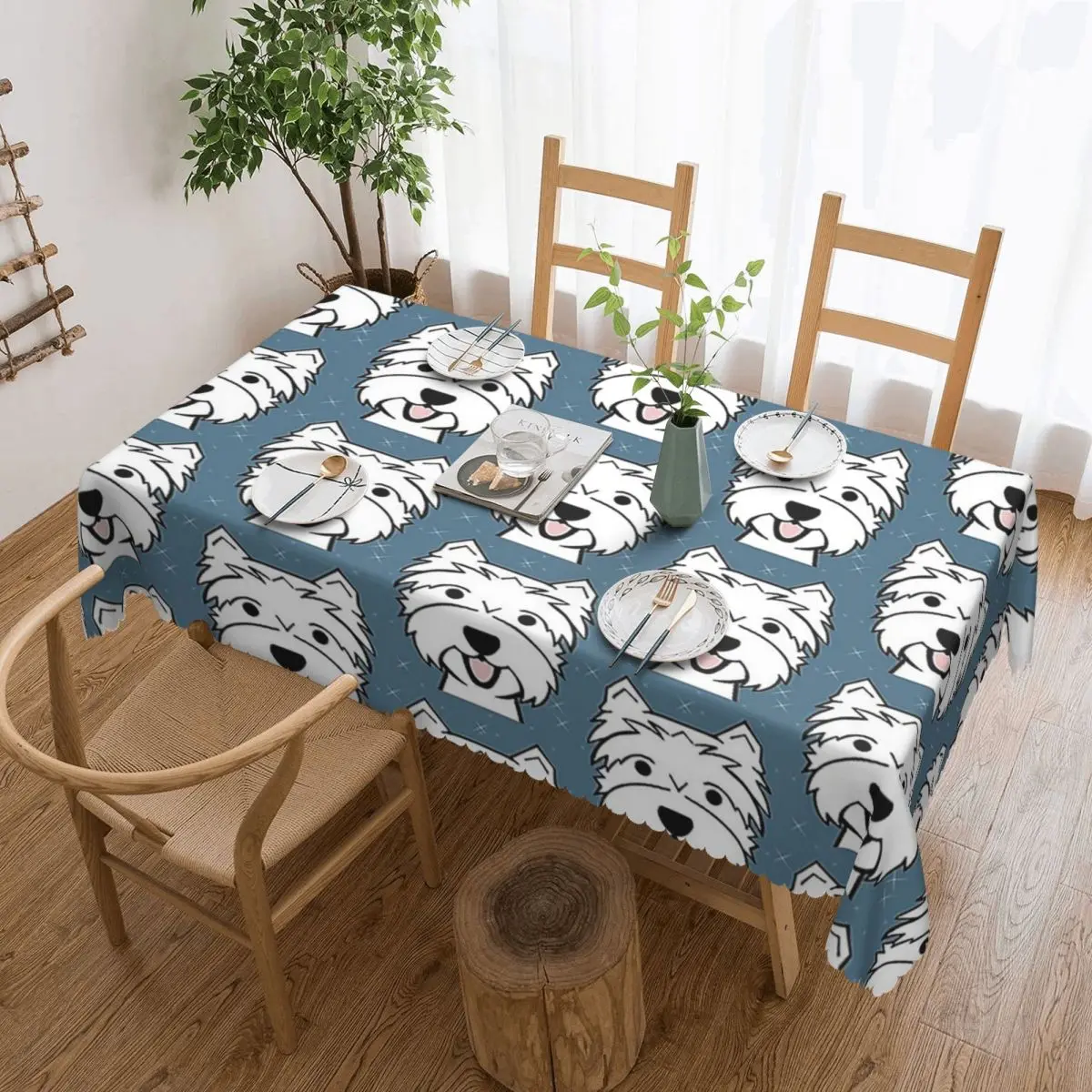 West Highland Terrier - Westies dogs Rectangular Tablecloth Waterproof Table Cover for Festival Party Decorations Table Cloth