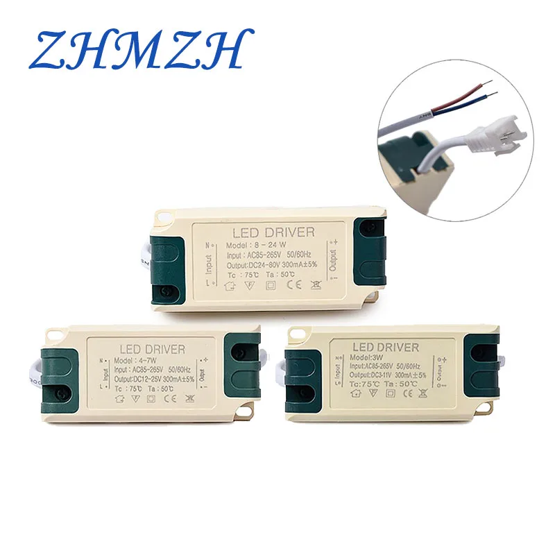 

ZHMZH 10 Pcs/Lot AC85-265V LED Driver 3W 4-7W 8-24W 24-36W IC Built-in Drivers 300mA Constant Current Power Supply For Spotlight