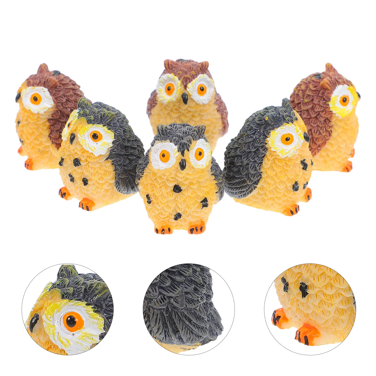 

6Pcs Mini Owl Statue Micro Landscape Cute Resin Decor Tiny Owl Ornaments for Garden Home Desk Small Animal Sculpture