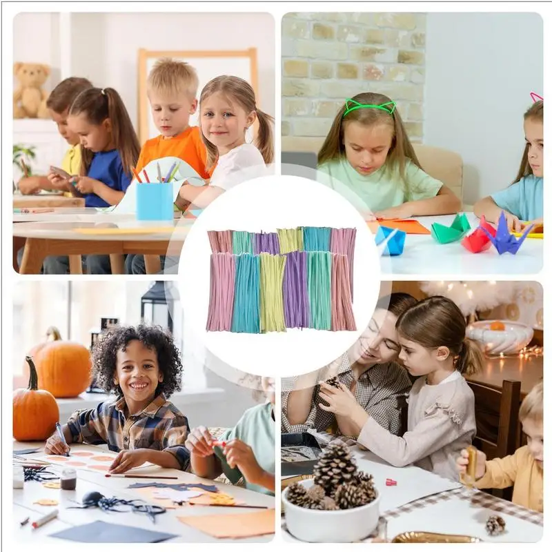 สีทําความสะอาดท่อ 200X Fuzzy Sticks 20X ลูกผม Twisting Stick Handmade โครงการตกแต่งสําหรับเด็กและผู้ใหญ่