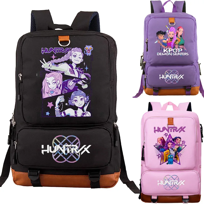 

KPop Demon Hunters большой вместительный рюкзак для ноутбука, легкий школьный рюкзак, повседневный дорожный рюкзак, подарки для мальчиков и девочек
