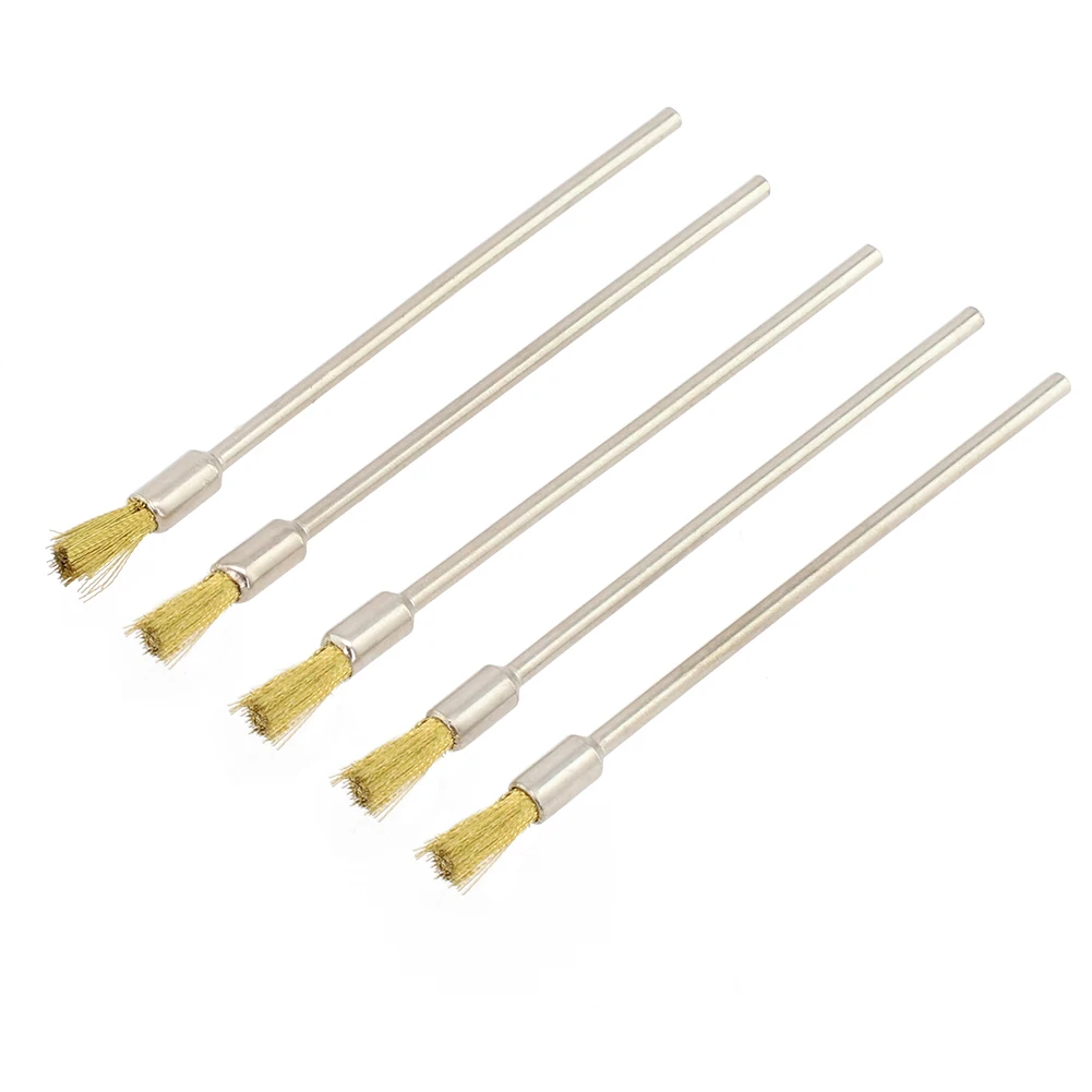 

5pcs Brass Brush 3mm Shank 100mm Steel Wire Brushes 3-handle Extended Cleaning Polishing Brush Grinding Head Hand Tools