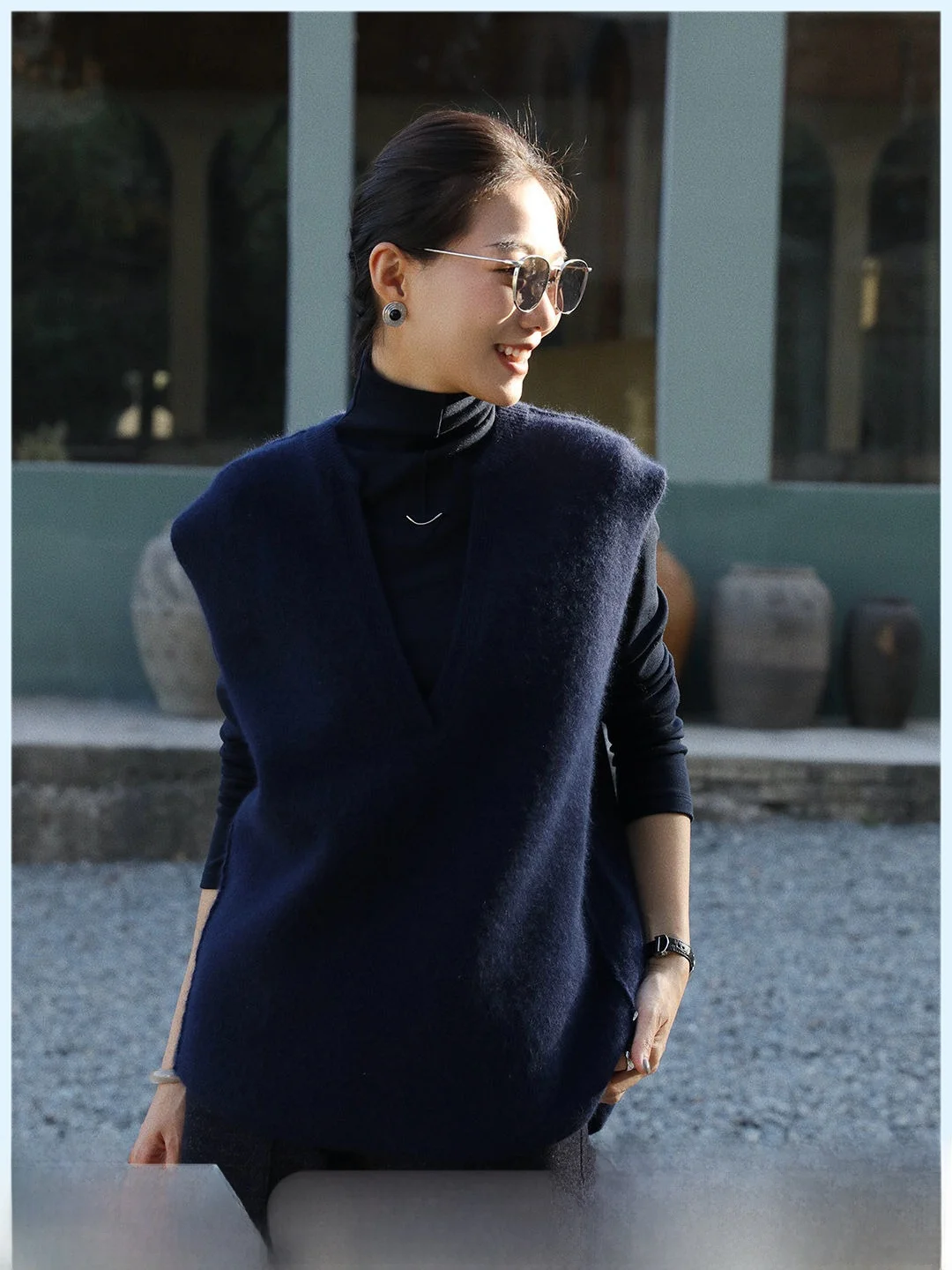 

Trendy Layered Wear Furry Knitted Vest Loose Versatile V-Ne Svel Tank Top for Women Commute Sle Winter New Arrival