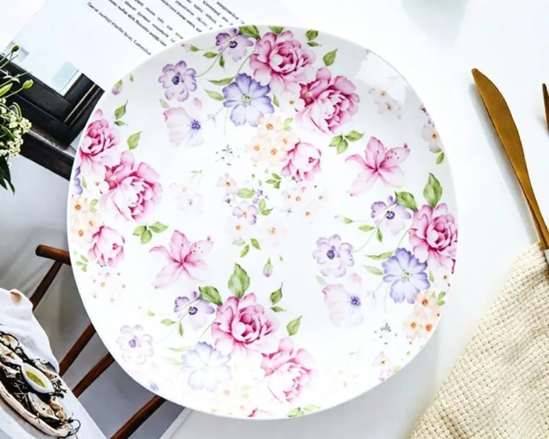 4pcs set, 8inch, real bone china kitchen dishes set, porcelain plate dinnerware set, ceramic dinner plate set, plates for food