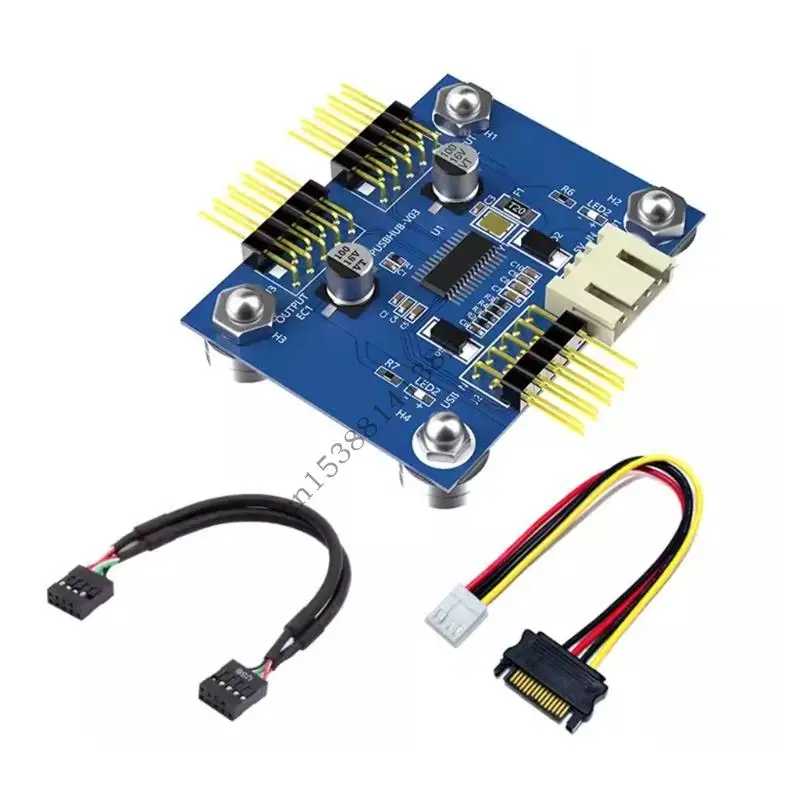 

594F USB 2.0 9Pin to Double 9-Pin Splitter Adapter For PC Case Double Port