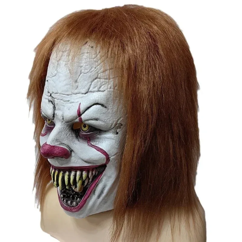 هالوين الدعامة اللاتكس قناع هيث ليدجر ، غطاء رأس اللاتكس تأثيري ، شخصية الفيلم الكلاسيكي فارس الظلام جوكر الشر Pennywise قناع