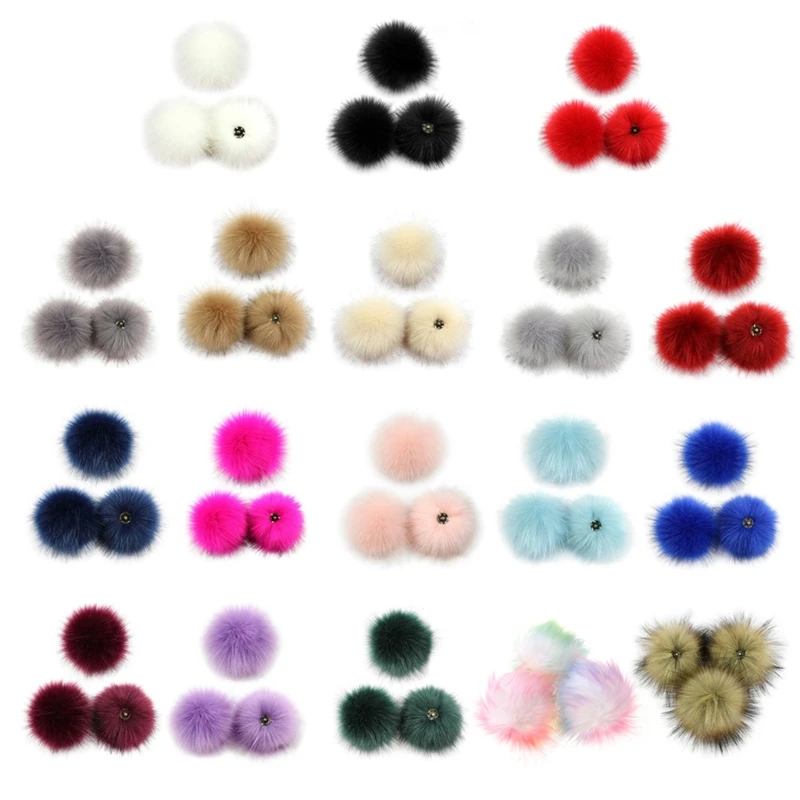 3 Pieces Removable Fluffy Furry Pom Pom Scarves Faux Fur Puff Hair Ball Knitting Hat Bag Backpack Pendant Charm Jewelry