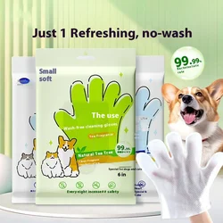 Pet Unwashed Gloves, Dog Bath Deodorizing, Cat Puppy and Kitten Dry Cleaning, Paw Wet Wipes, Cleaning Supplies 6 Pieces