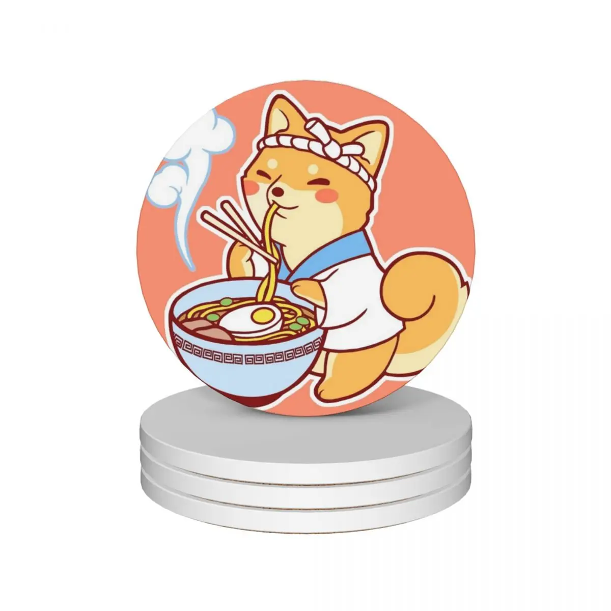 

Ramen Shiba Ceramic Coasters (Set of 4) Tea cups Cup for tea for drinks set Coasters