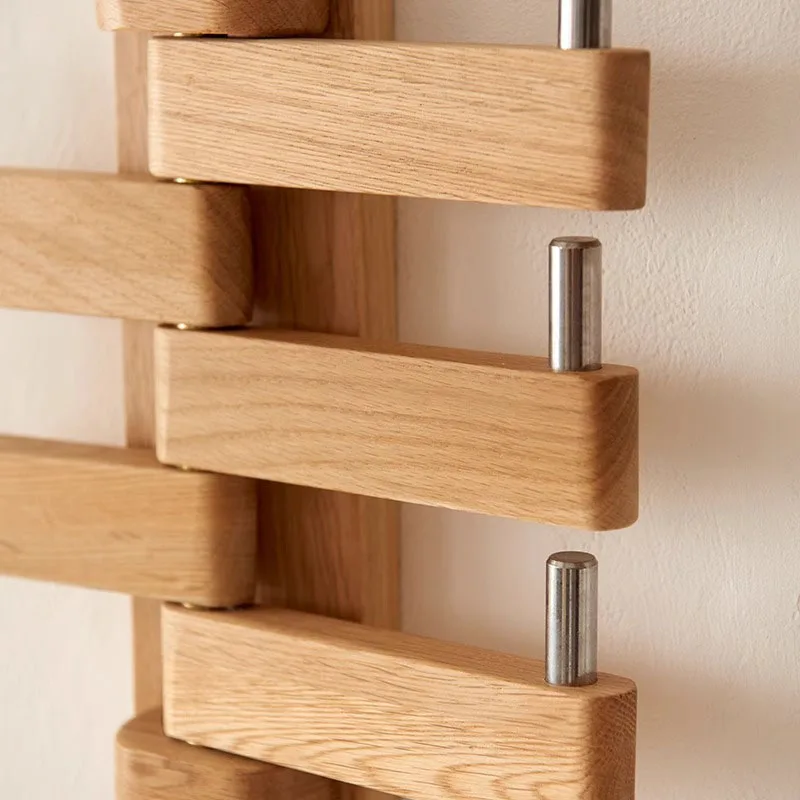 Solid Wood Coat Rack Wall Mount Nordic Bedroom Clothes Hanger for Entryway Decor Flip-Down Hook Rack
