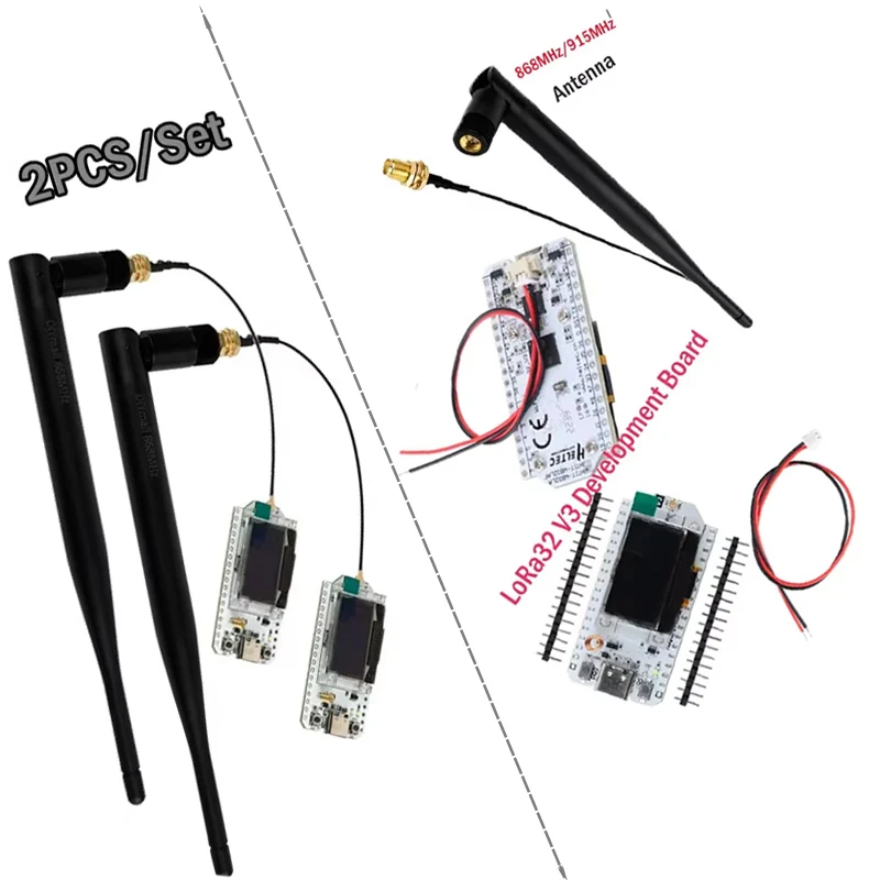 2 unids/set LoRa32 V3 868MHz 915MHz antena ESP32 Placa de desarrollo SX1262 pantalla OLED de 0,96 pulgadas WIFI + BT Lora para IoT meshtastico