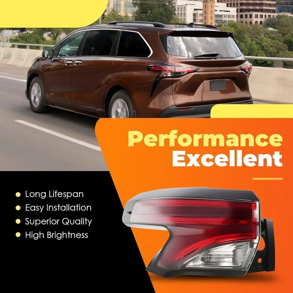 مجموعة مصابيح خلفية خارجية يسار للسائق من سيينا 2021-2022، متوافقة مع مصباح الفرامل الخلفية والضوء الخلفي، TO2804160 #6
