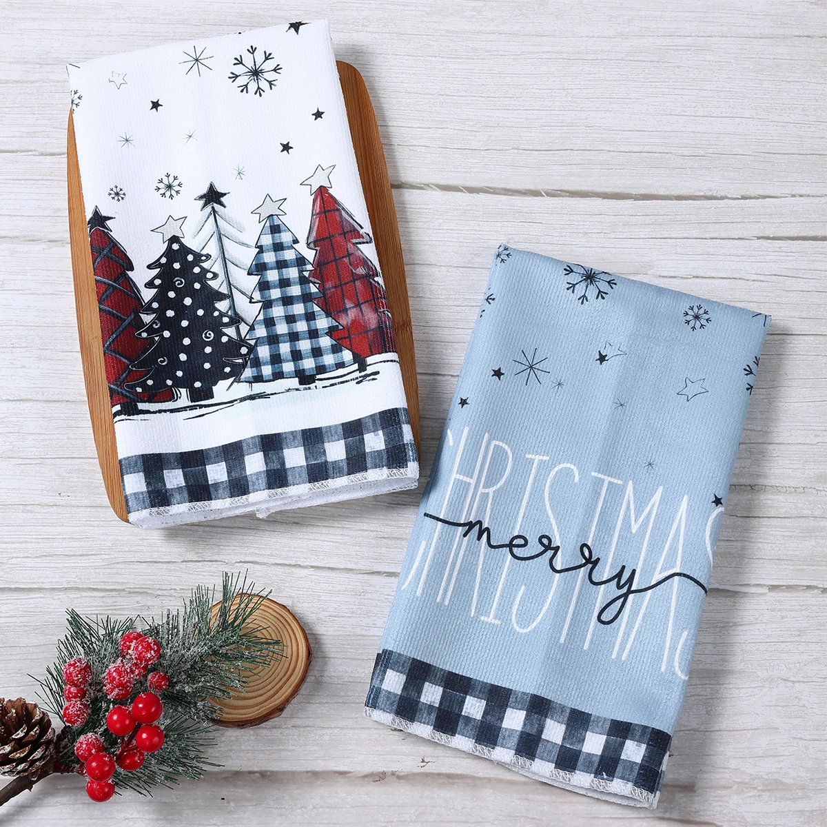 2 قطعة مناشف المطبخ عيد الميلاد عيد ميلاد سعيد الطرف الديكور 2025 عيد الميلاد سانتا كلوز منشفة أطباق نافيداد ناتال السنة الجديدة هدية 2026