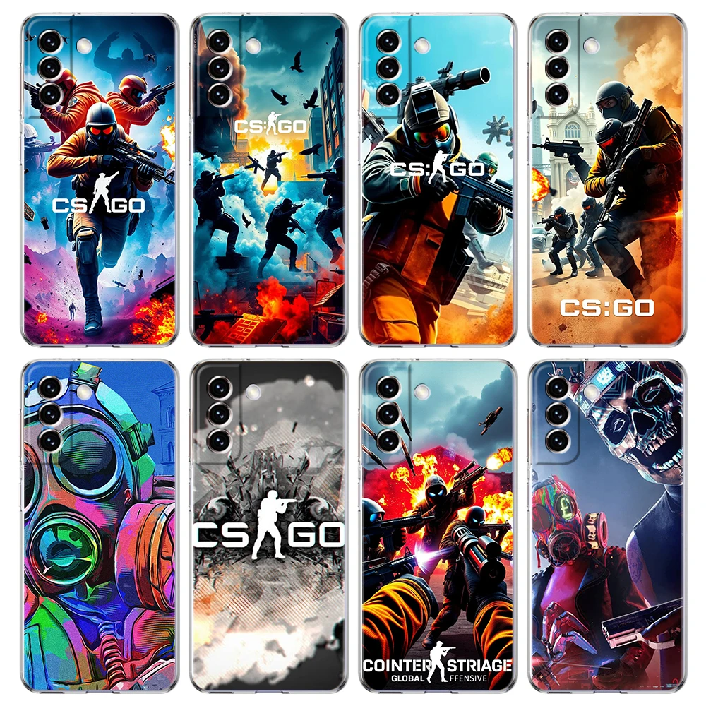 Casing Ponsel Transparan untuk Samsung Galaxy S25,S24,S23,S22,S20,S21,FE,Ultra,S10,S10E,S9,Plus Game Counter Strike CS GO Lembut