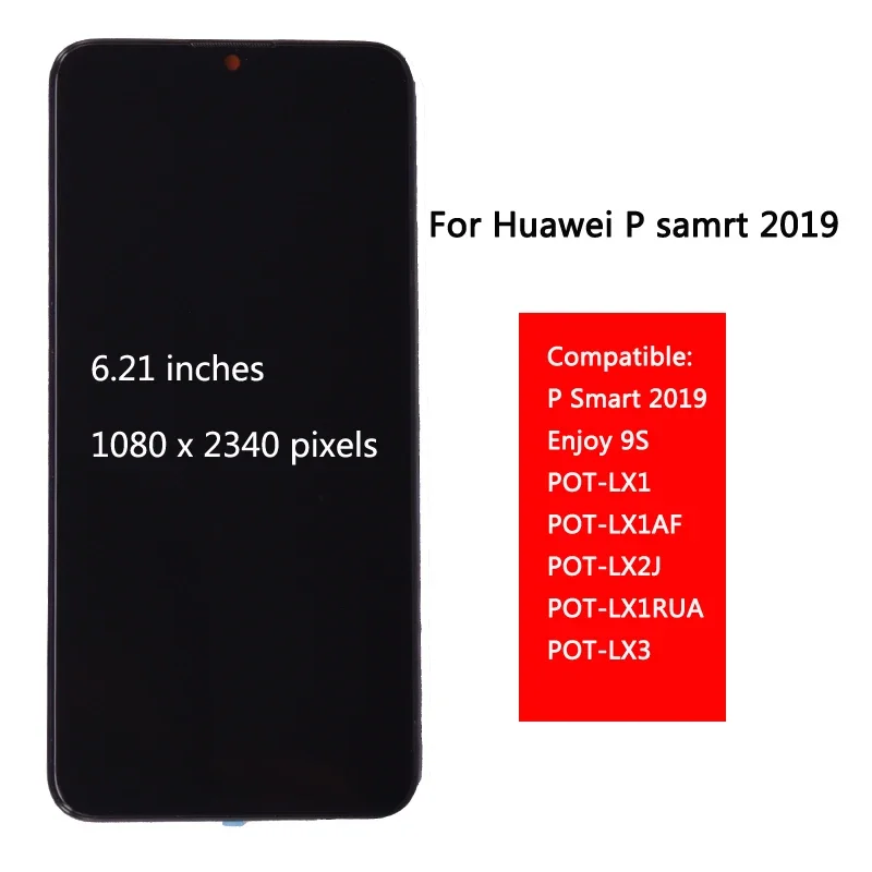 For Huawei P Smart 2019 LCD Display with Touch Screen Digitizer Assembly With Frame For P smart 2019 Repair Part