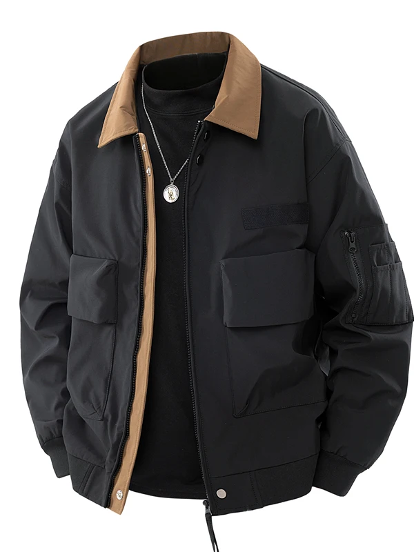 

Casual Faionable Men's Jaet Spring New American Retro Loose Versatile Turn-down Collar Outerwear Trendy Casual Workwear Coat