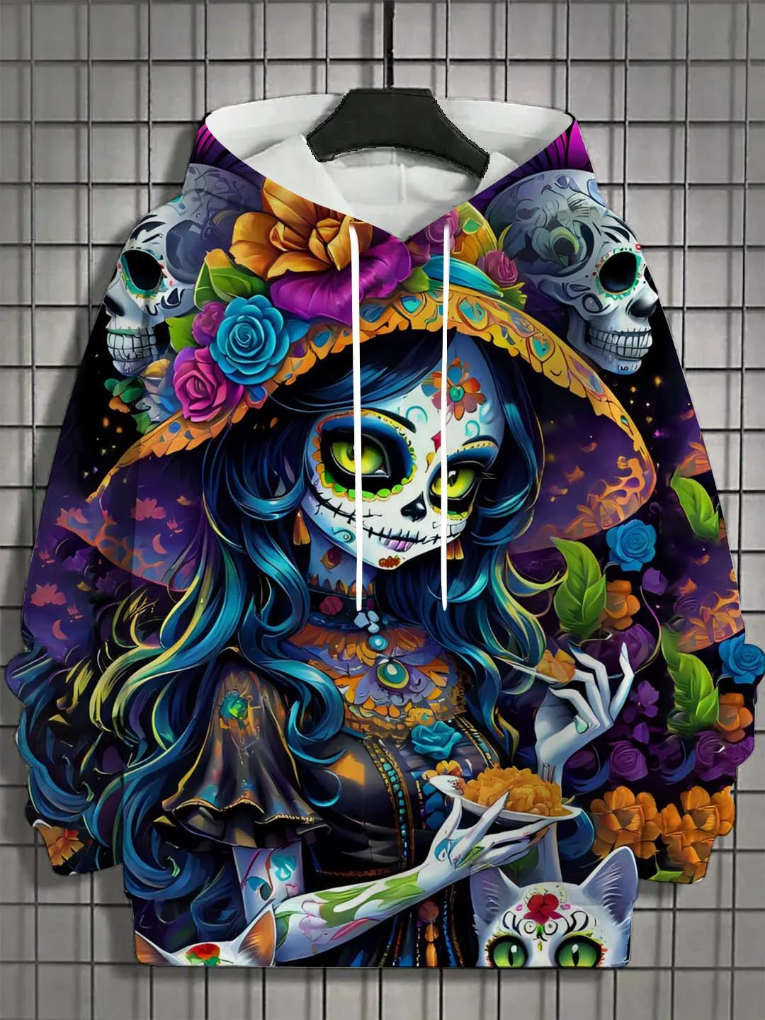 

Fashion Women's Hoodie For Girls Autumn Long Sleeve Casual Sexy Girls Clothes Horror Undead Skull Pattern Unisex Tops