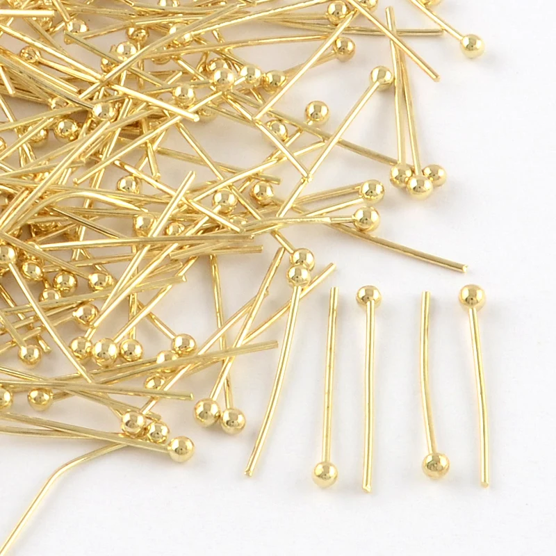 200 Pcs Brass Ball Head Pins for DIY Beading Charm Making Cadmium Free & Lead Free Golden 30x0.5mm Head: 2mm