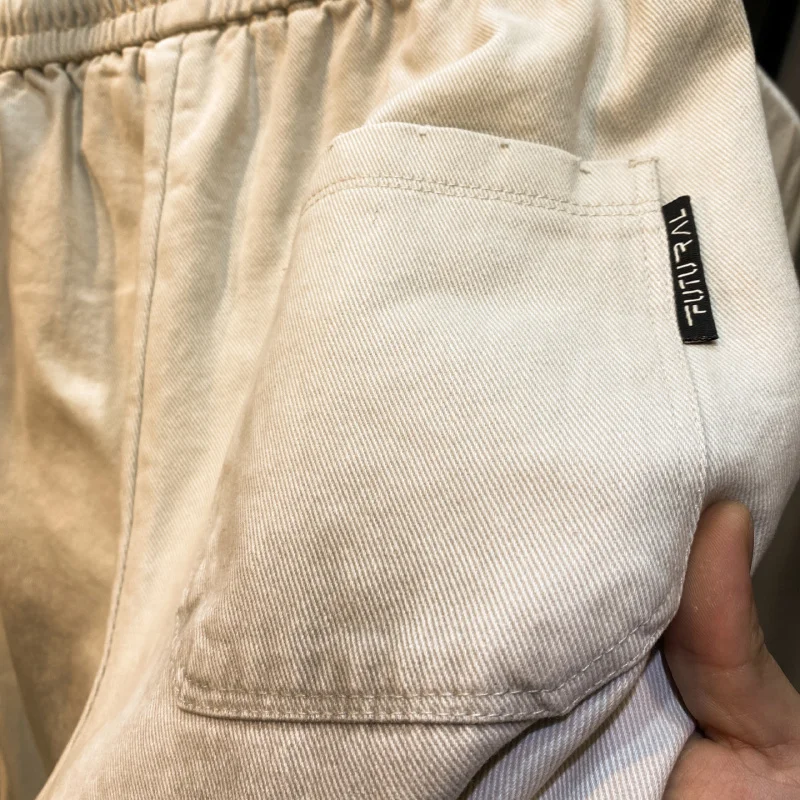 アメリカンハイストリートライトカラーカジュアルパンツメンズルーズストレートスリックダーティパンツヴィンテージウォッシュドドレープワイドレッグロングパンツ