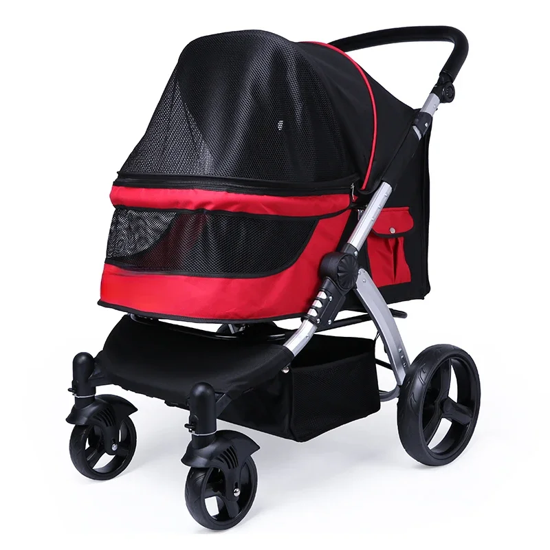 wholesale customized premium pet stroller dog stroller luxury wheels cat dog pet pram cart for dogs and cats