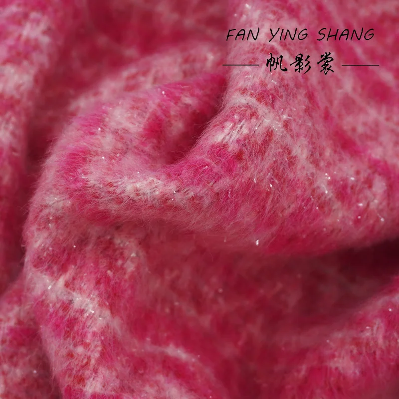 Afbeelding 4: 2025 Nieuwe Mode Rose Roze Pailletten Heldere Wol Wol Stof Voor Jas Telas Costura Tissus Couture тка Susan Naaien Stoffe Tecido