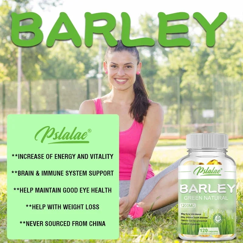 Barley Grass Capsules - Rich in Vitamins & Fiber, Antioxidants, Immune System, Digestion & Heart Health, Cardiovascular Health S