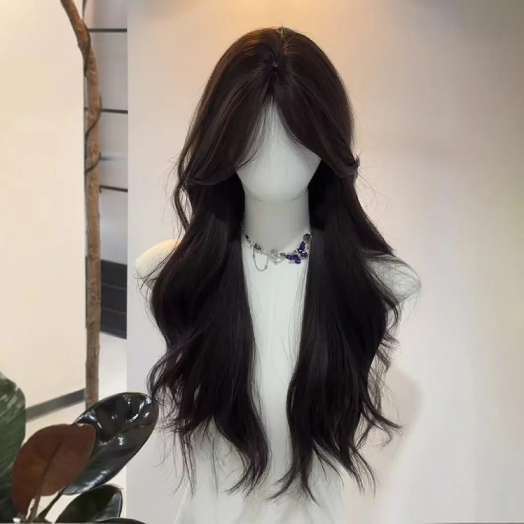 

Full Head Synthetic Wig for Women, Summer Thin Style, 6th Generation, Natural Front Middle Part, Full Head Cover, Big Wave Curl