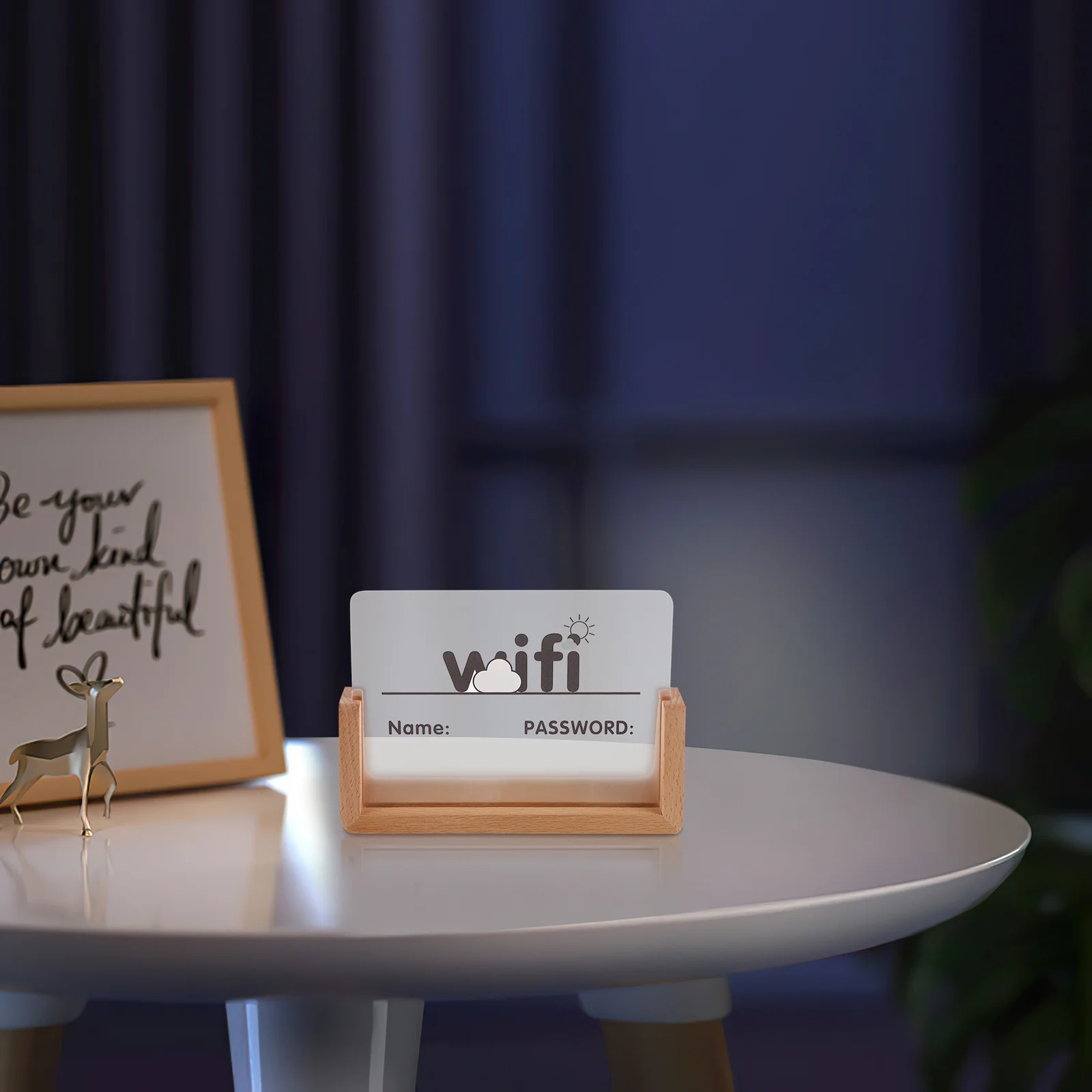 

Vertical Desktop WiFi Password Sign Acrylic Beige Freestanding Table Sign Essential WiFi Display for Home Business Hotel