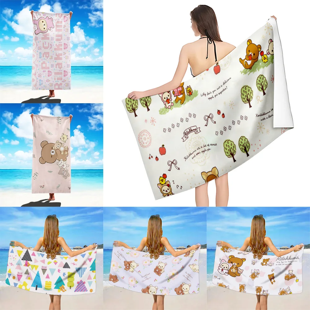 Cute R-Rilakkuma Beach Towel Microfiber Sand Free Quick Dry Soft Sandproof Pool Towels Gift for Women Travel Gym Shower Camping